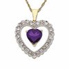 Thumbnail Image 1 of Heart-Shaped Amethyst Pendant in 10K Gold with Diamond Accents
