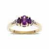 Thumbnail Image 1 of Amethyst Three Stone Ring in 10K Gold with Diamond Accents
