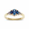 Thumbnail Image 1 of Blue Topaz Three Stone Ring in 10K Gold with Diamond Accents