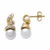 Thumbnail Image 0 of Cultured Freshwater Pearl Drop Earrings in 14K Gold with Diamond Accents