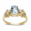 Thumbnail Image 1 of Oval Aquamarine Ring in 10K Gold with Diamond Accents