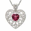 Thumbnail Image 1 of Pink Tourmaline Heart Pendant in 10K White Gold with Diamond Accents