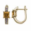 Thumbnail Image 1 of Square Citrine Hoop Earrings in 10K Gold with Diamond Accents
