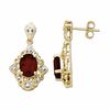 Thumbnail Image 1 of Oval Garnet Drop Earrings in 10K Gold with Diamond Accents