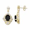 Thumbnail Image 1 of Oval Onyx Drop Earrings in 10K Gold with Diamond Accents
