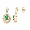 Thumbnail Image 1 of Oval Emerald Drop Earrings in 14K Gold with Diamond Accents