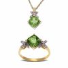 Thumbnail Image 0 of Mystic Emerald Topaz Pendant and Ring Set in 10K Gold with Diamond Accents