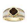 Thumbnail Image 1 of Smoky Quartz and Mother-of-Pearl Ring in 10K Gold with Diamond Accents
