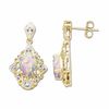 Thumbnail Image 1 of Oval Opal Drop Earrings in 10K Gold with Diamond Accents