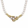 Thumbnail Image 1 of Freshwater Cultured Pearl Necklace in 10K Gold with Diamond Accents