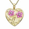 Thumbnail Image 1 of Pink Sapphire and Mother-of-Pearl Heart Pendant in 14K Gold with Diamond Accents