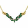 Thumbnail Image 1 of Emerald Chevron Necklace in 10K Gold with Diamond Accents
