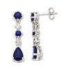 Thumbnail Image 1 of Blue Sapphire Drop Earrings in 10K White Gold with Diamond Accents