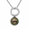 Thumbnail Image 0 of Cultured Tahitian Pearl Drop Pendant in 14K White Gold with Diamond Accents
