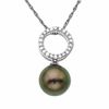 Thumbnail Image 1 of Tahitian Cultured Pearl Drop Pendant in 14K White Gold with Diamond Accents