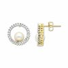 Thumbnail Image 1 of Freshwater Cultured Pearl and Diamond Circle Earrings in 14K Gold