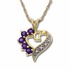 Thumbnail Image 1 of Amethyst Heart Pendant in 10K Gold with Diamond Accents