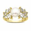 Thumbnail Image 0 of Cultured Freshwater Pearl and Lab-Created White Sapphire Ring in 10K Gold - Size 5