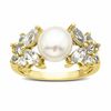 Thumbnail Image 1 of Freshwater Cultured Pearl and Lab-Created White Sapphire Ring in 10K Gold-Size 6