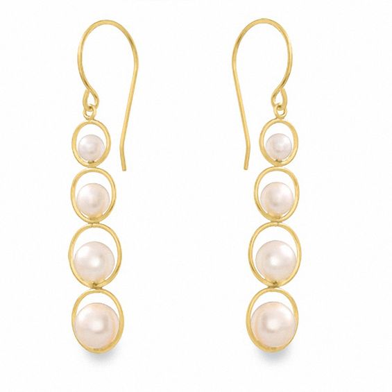 Journey Cultured Freshwater Pearl Circle Drop Earrings in 14K Gold