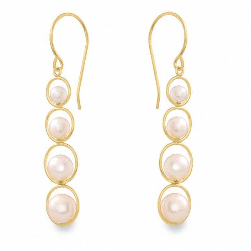 Main Image 1 of Journey Freshwater Cultured Pearl Circle Drop Earrings in 14K Gold