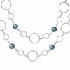 Thumbnail Image 0 of Black Cultured Freshwater Pearl and Sterling Silver Circle Necklace -36"