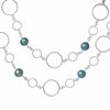 Thumbnail Image 1 of Black Freshwater Cultured Pearl and Sterling Silver Circle Necklace -36"