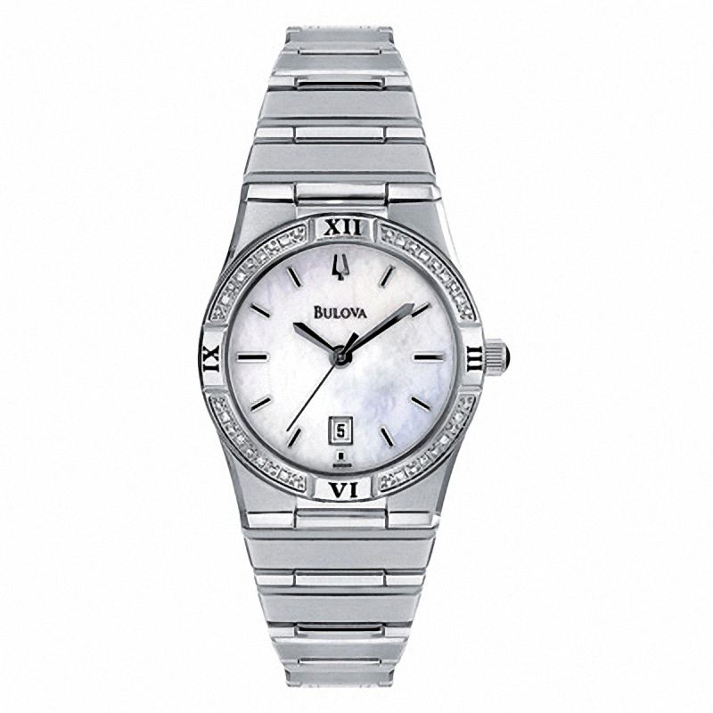 Ladies' Bulova Diamond Accent Watch with Mother-of-Pearl Dial (Model: 96R009)