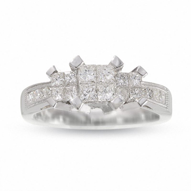 Main Image 1 of 1 CT. T.W. Quad Princess-Cut Diamond Three Stone Ring in 14K White Gold