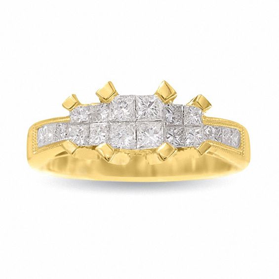 2 CT. T.w. Quad Princess-Cut Diamond Three Stone Ring in 14K Gold