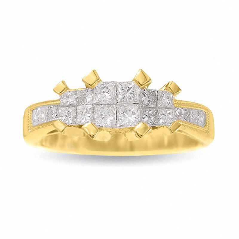 Main Image 1 of 2 CT. T.W. Quad Princess-Cut Diamond Three Stone Ring in 14K Gold
