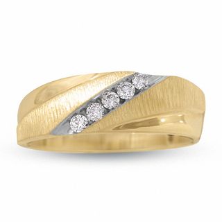 Men's 1/2 CT. T.W. Diamond Three Stone Wedding Band in 10K White Gold ...