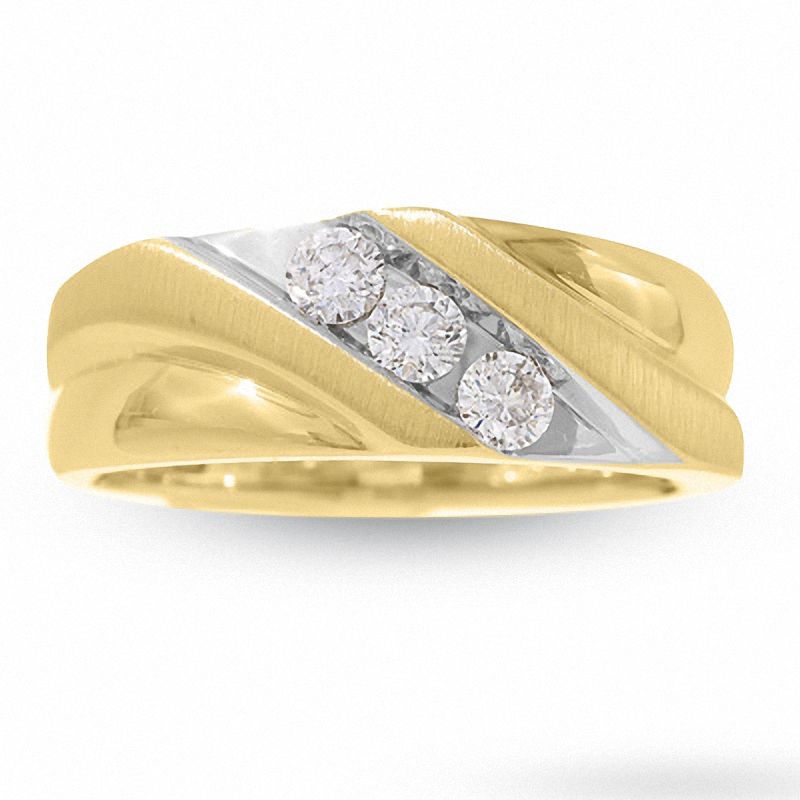 Main Image 1 of 1/2 CT. T.W. Diamond Three Stone Wedding Band in 10K Gold