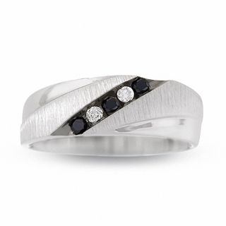 Black Diamonds Collections Zales Men S 1 5 Ct T W Enhanced Black And White Diamond Five Stone Band In