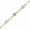 Thumbnail Image 0 of 10K Gold Tri-Tone Adjustable Bead Station Anklet - 10"