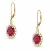Thumbnail Image 1 of Oval Lab-Created Ruby and White Sapphire Drop Earrings in 10K Gold