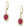 Thumbnail Image 0 of Oval Lab-Created Ruby and White Sapphire Drop Earrings in 10K Gold