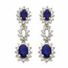 Thumbnail Image 1 of Oval Blue Sapphire Drop Earrings in 14K Gold with Diamond Accents