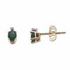 Thumbnail Image 1 of Oval Emerald Stud Earrings in 10K Gold with Diamond Accents