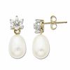Thumbnail Image 1 of Freshwater Cultured Pearl Fashion Earrings in 10K Gold with Diamond Accents