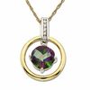 Thumbnail Image 1 of Mystic Green Topaz Circle Pendant in 10K Two-Tone Gold with Diamond Accents