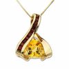 Thumbnail Image 1 of Trillion Cut Citrine and Garnet Drop Pendant in 14K Gold