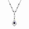 Thumbnail Image 1 of Pear-Shaped Blue Sapphire Drop Pendant in 14K White Gold with Diamond Accents