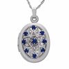 Thumbnail Image 1 of Blue Sapphire Oval Drop Pendant in 14K White Gold with Diamond Accents
