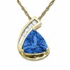 Thumbnail Image 1 of Trillion Cut Mystic English Blue Topaz Drop Pendant in 10K White Gold with Diamond Accents