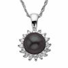 Thumbnail Image 1 of Cultured Freshwater Grey Pearl Drop Pendant in 10K White Gold with Diamond Accents