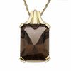 Thumbnail Image 1 of Emerald-Cut Smoky Quartz Drop Pendant in 10K Gold