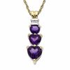 Thumbnail Image 0 of Heart-Shaped Amethyst Drop Pendant in 10K Gold with Diamond Accents