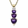 Thumbnail Image 1 of Heart-Shaped Amethyst Drop Pendant in 10K Gold with Diamond Accents