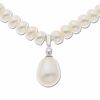 Thumbnail Image 0 of Cultured Freshwater Pearl Drop Necklace in 10K Gold with Diamond Accents